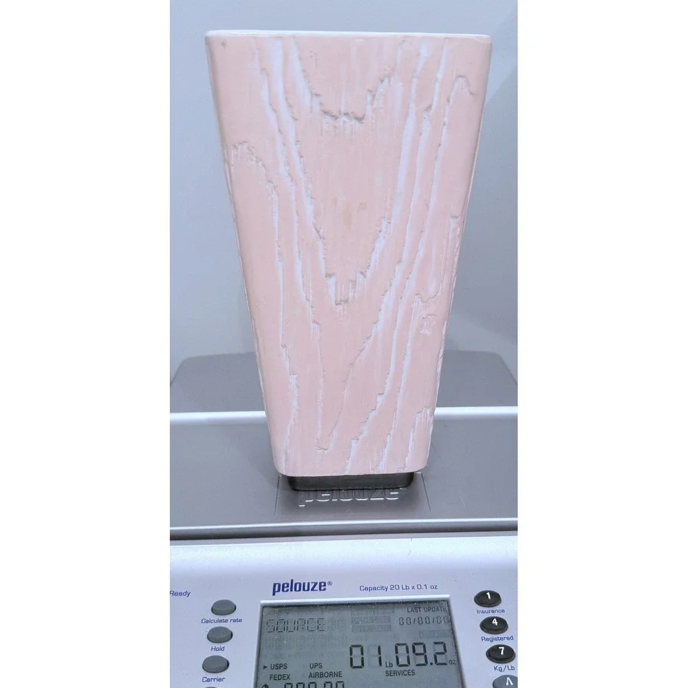 Vintage 1950s-60s Shawnee Pottery Pink Bark MCM Planter Vase 8.25